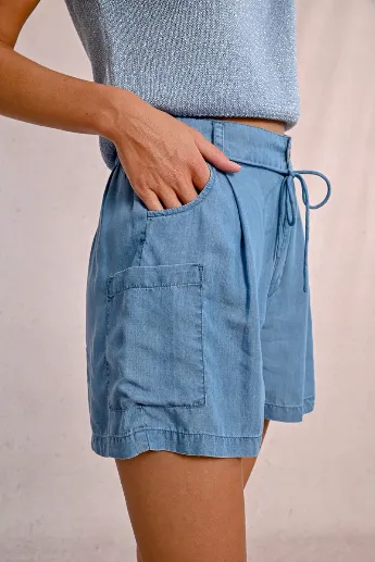 Molly Bracken High Waisted Tencel Denim Blue Shorts