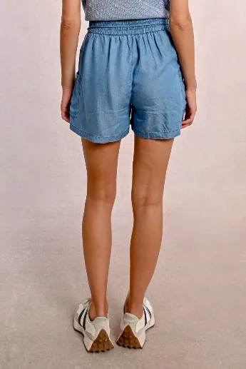 Molly Bracken High Waisted Tencel Denim Blue Shorts