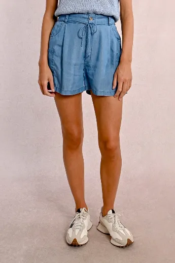 Molly Bracken High Waisted Tencel Denim Blue Shorts