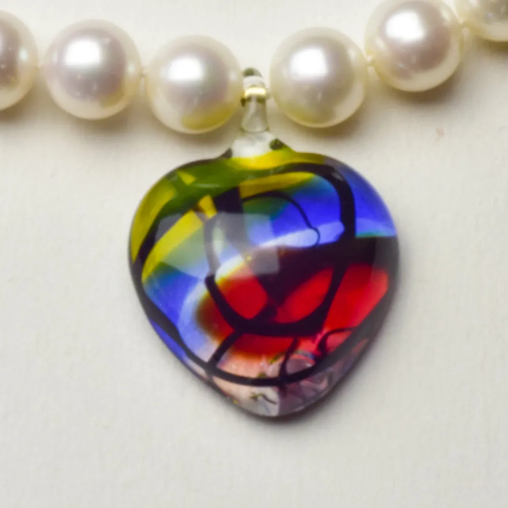 Murano Glass Heart and Pearl Necklace #1