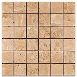 Mut Mocha Travertine 2 X 2 Polished Mosaic Tile - Box of 5 Sheets