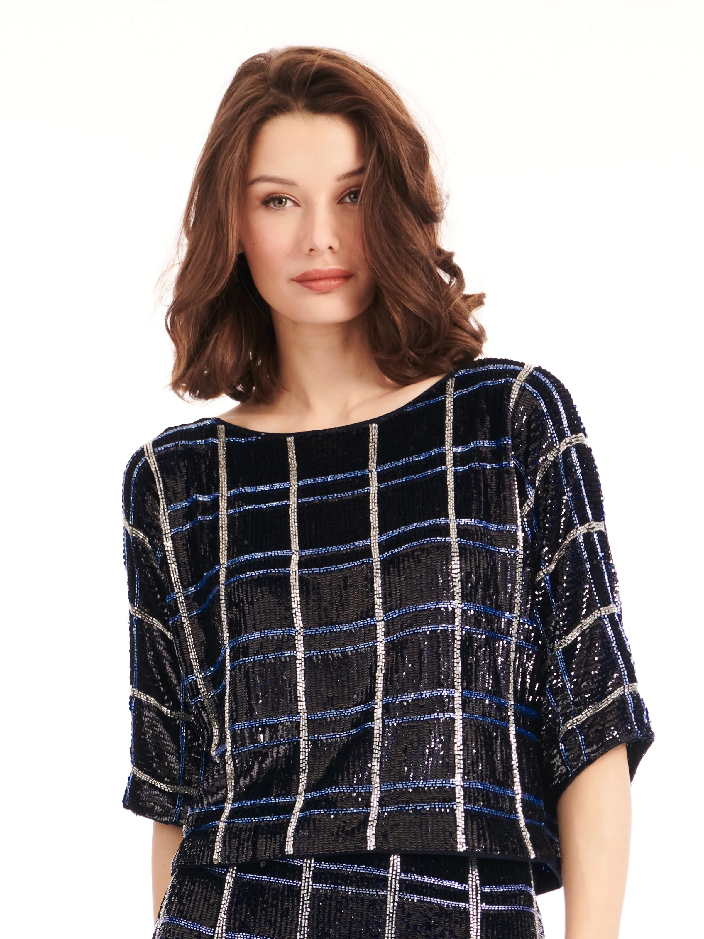 NAVY PLAID DOLMAN