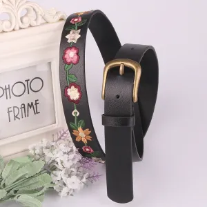 New Embroidered Flower Decoration Women's Belt – Vintage Fashionable Chinese Style Classic Belt, Versatile for Skirts