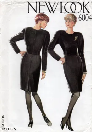 New Look 6004 Womens Fitted Sheath Dress 1980s Vintage Sewing Pattern Size 8 - 18 UNCUT Factory Folded