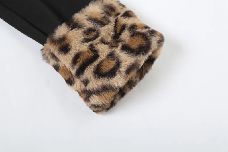New Women's Clothing for Autumn and Winter! Retro Sexy Hot Girl Leopard Print Fur Collar Cardigan with Design Sense, Waist-Cinching and Slim-Fitting Jacket. C-241023-3