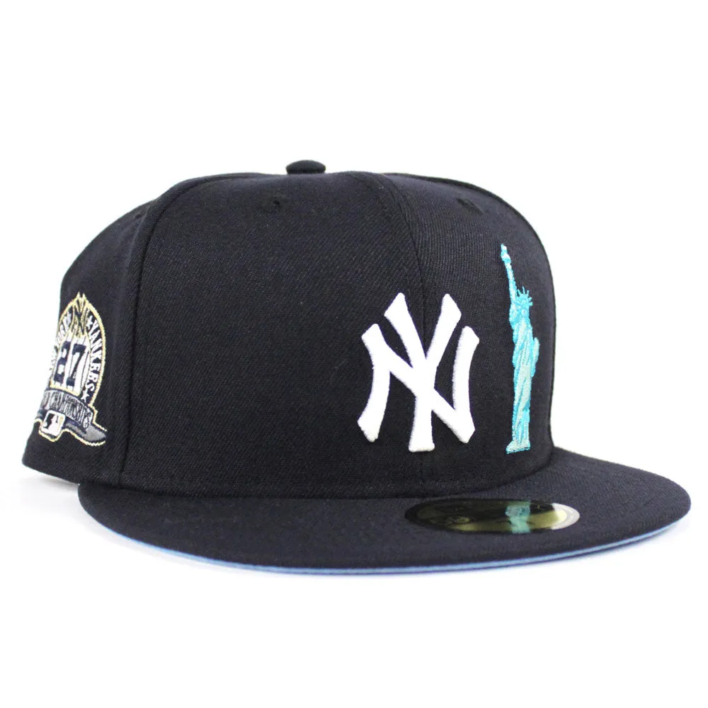 New York Yankees Statue of Liberty 27 World Championships 59Fifty New Era Fitted Hat (Navy Blue Under Brim)