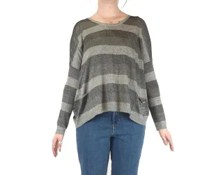 Nicola Finetti grey metallic fine knit long sleeve jumper size M (note: small inconsistency)
