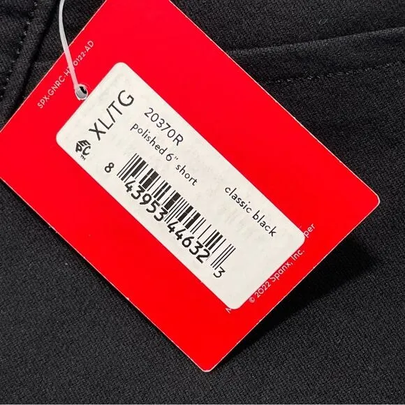 NWT Spanx On-the-Go Shorts Polished Pull On Stretch 6&quot; in Classic Black Size XL
