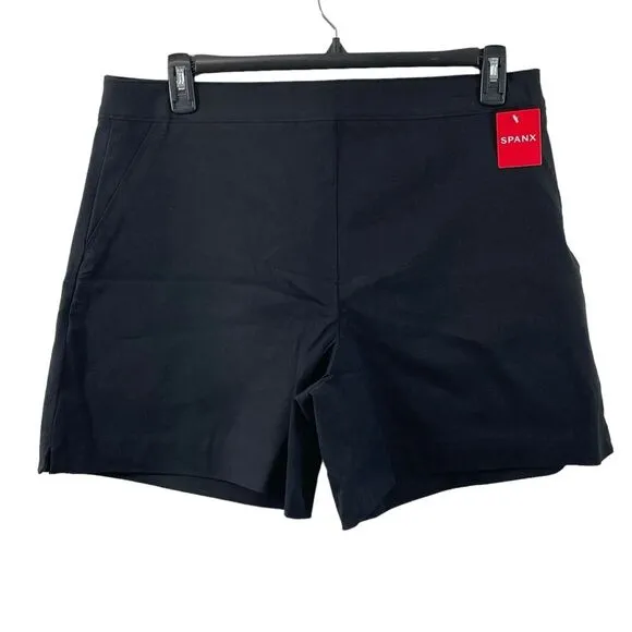 NWT Spanx On-the-Go Shorts Polished Pull On Stretch 6&quot; in Classic Black Size XL