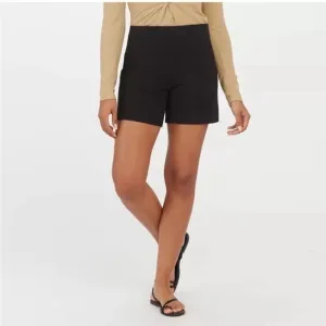 NWT Spanx On-the-Go Shorts Polished Pull On Stretch 6&quot; in Classic Black Size XL