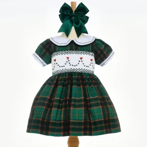 Ocean Baby Girls Hunter Green Plaid Smocked Petticoat Layered Dress (NB-10Yrs)