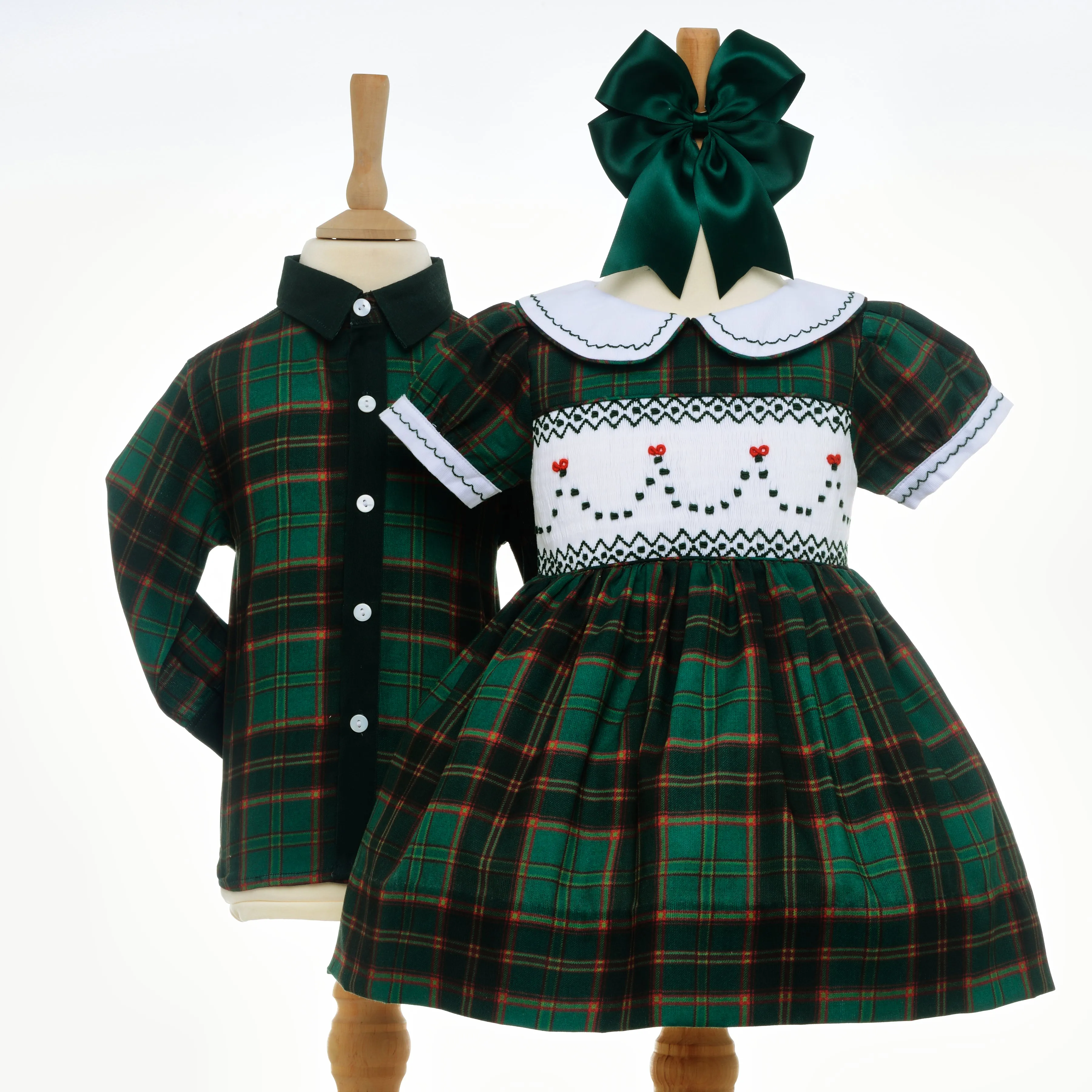 Ocean Baby Girls Hunter Green Plaid Smocked Petticoat Layered Dress (NB-10Yrs)