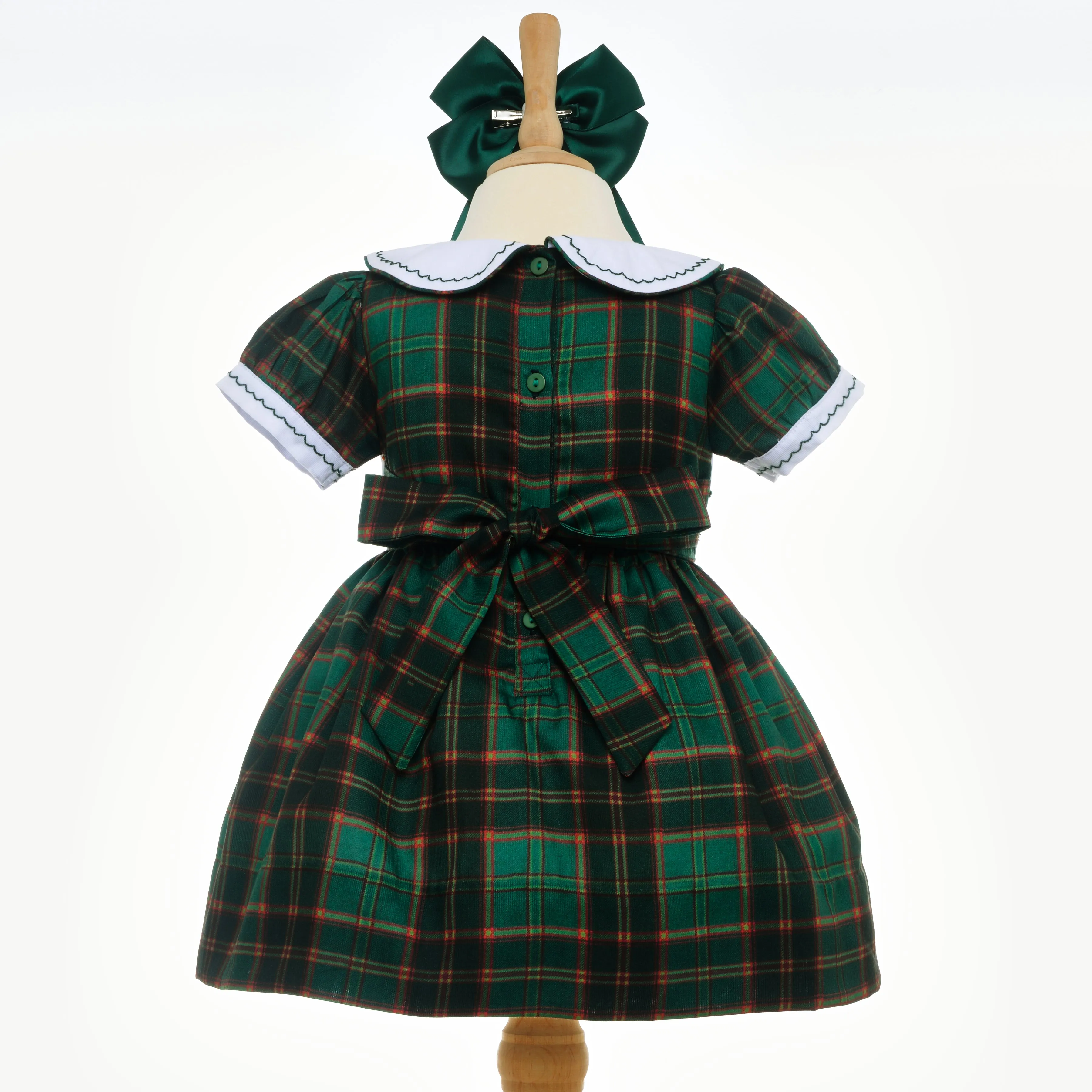 Ocean Baby Girls Hunter Green Plaid Smocked Petticoat Layered Dress (NB-10Yrs)