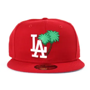 Palm Tree Los Angeles Dodgers New Era 59Fifty Fitted Hat (Red Gray Under Brim)