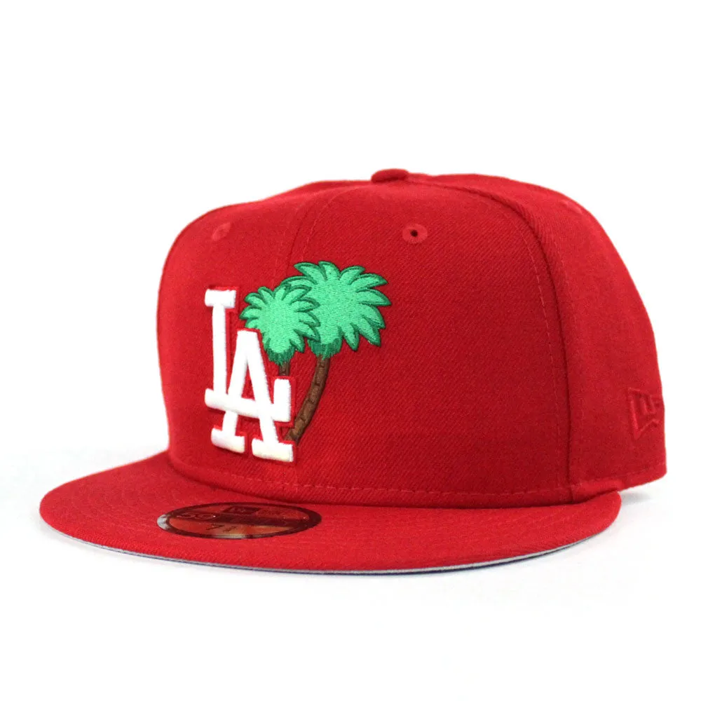Palm Tree Los Angeles Dodgers New Era 59Fifty Fitted Hat (Red Gray Under Brim)
