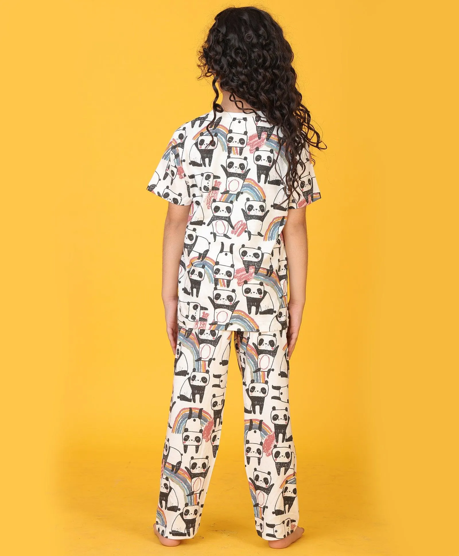 PANDA GIRLS SHORT SLEEVE PYJAMA SET - WHITE