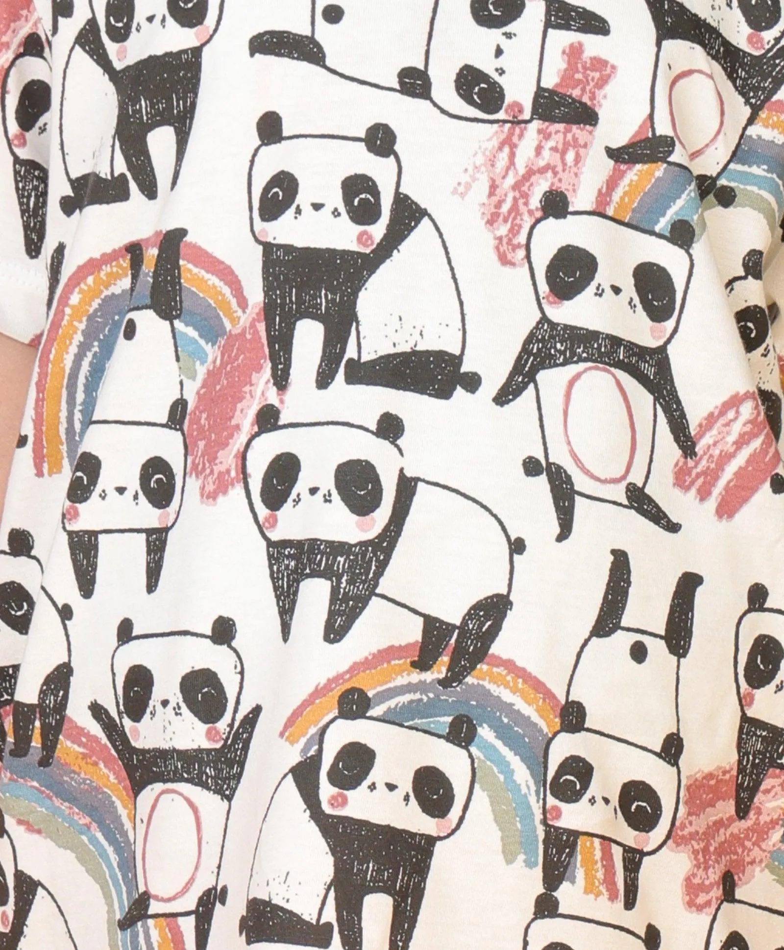 PANDA GIRLS SHORT SLEEVE PYJAMA SET - WHITE