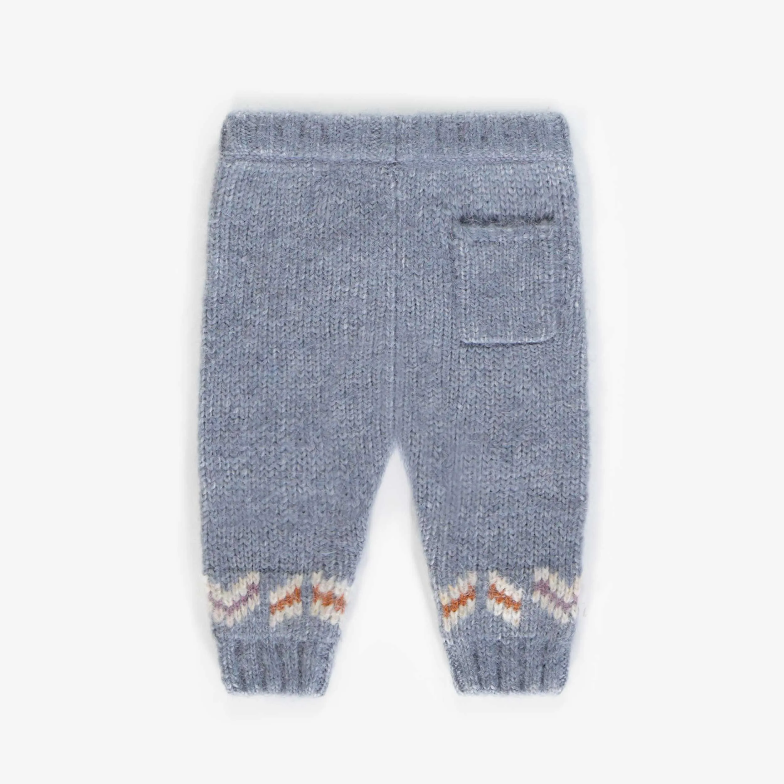 Pantalon bleu de maille, naissance || Blue knitted pants, newborn