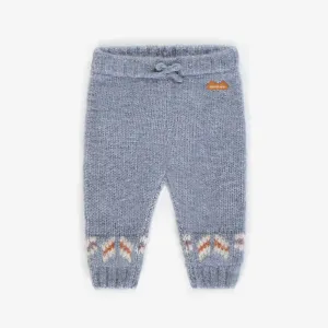 Pantalon bleu de maille, naissance || Blue knitted pants, newborn