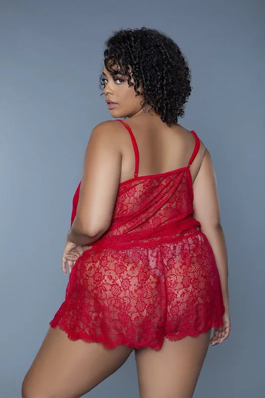 Peyton Lace Cami & Shorts Set – Jersey Knit Top with Sheer Lace Back & Side-Slit Shorts