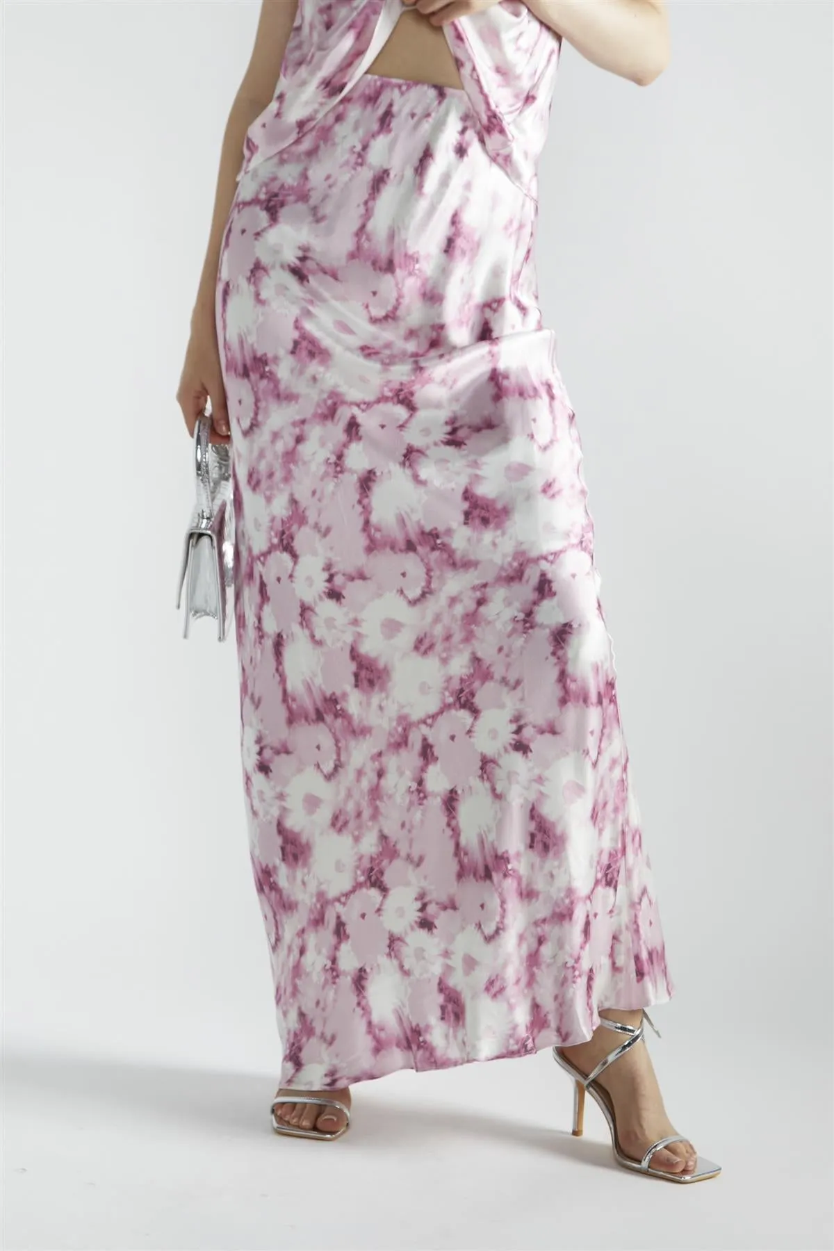 Pink Blur Daisy Flare Maxi-Skirt