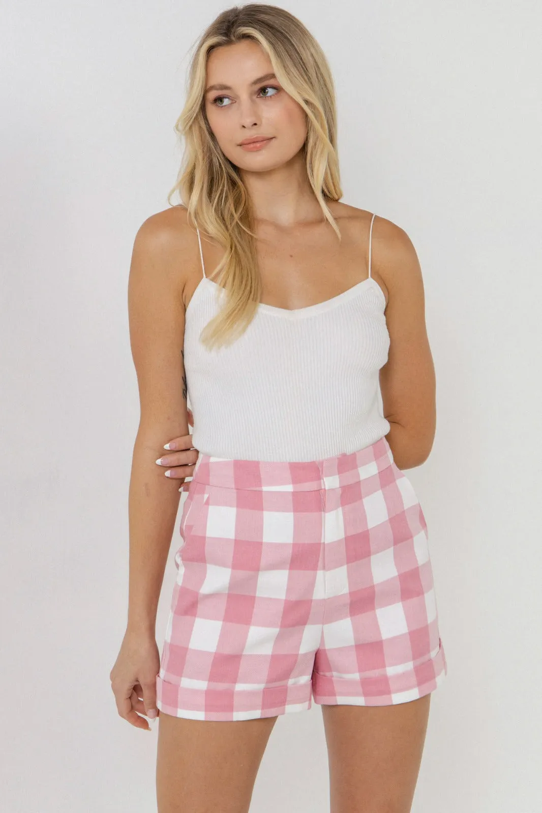 Pink Gingham Shorts