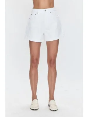 Pistola Saige High Rise A Line Short in Polished White