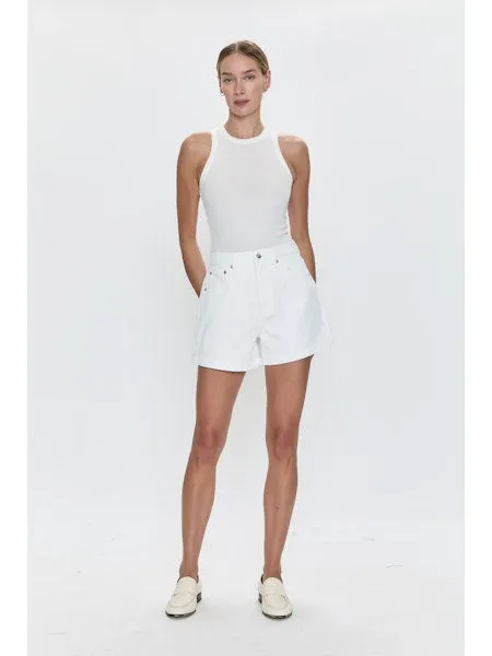 Pistola Saige High Rise A Line Short in Polished White