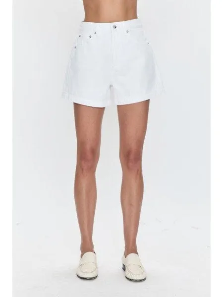 Pistola Saige High Rise A Line Short in Polished White