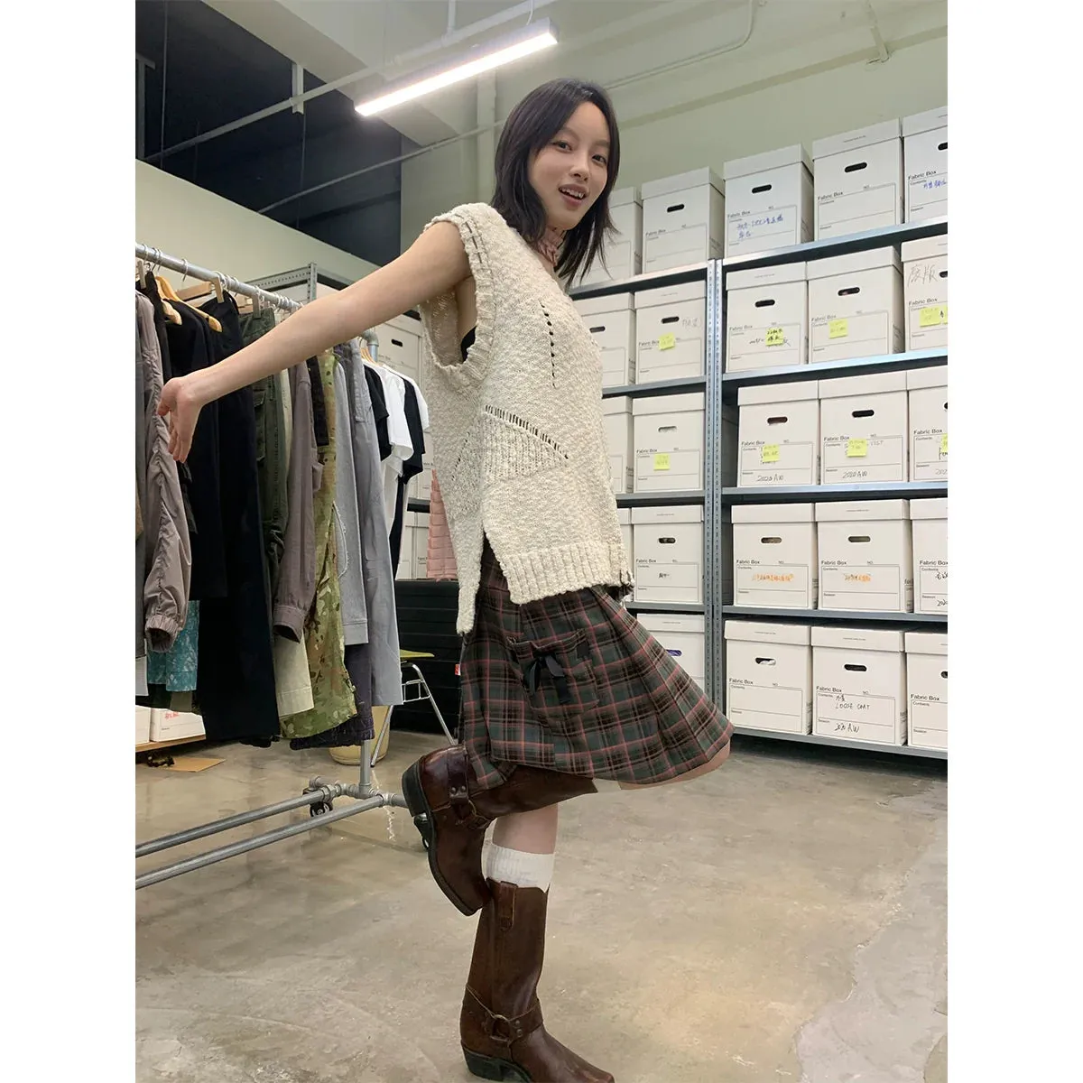 Plaid Pleated Skirt