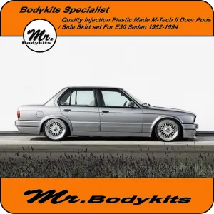 Plastic BMW E30 M-Tech 2 Side Skirts & Door Panel Set - For 1982-1994 Sedan (10PCS)