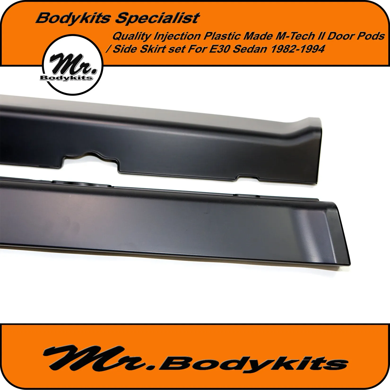 Plastic BMW E30 M-Tech 2 Side Skirts & Door Panel Set - For 1982-1994 Sedan (10PCS)