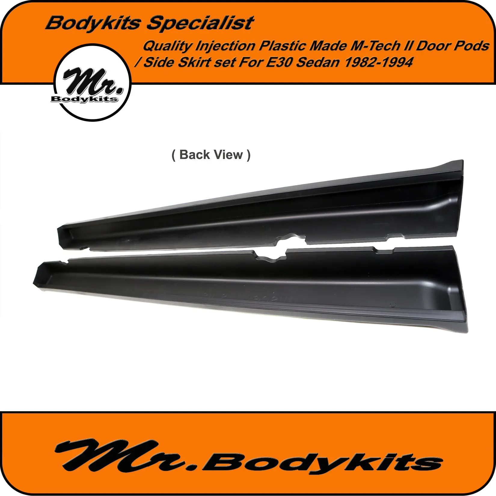 Plastic BMW E30 M-Tech 2 Side Skirts & Door Panel Set - For 1982-1994 Sedan (10PCS)