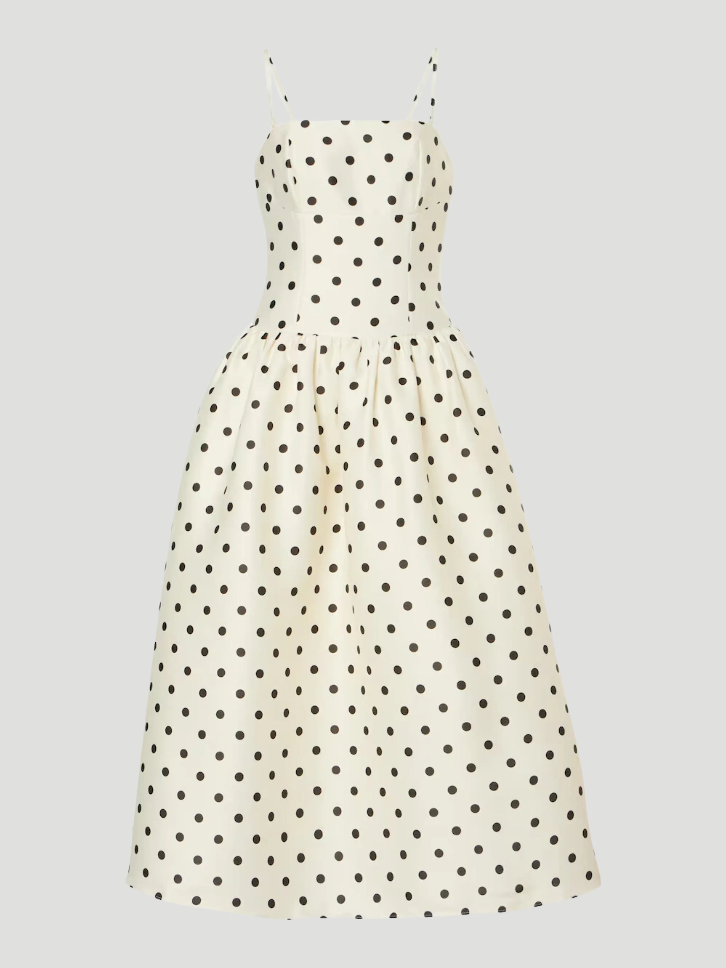 Polka Dot Taffeta Midi Dress in Cream