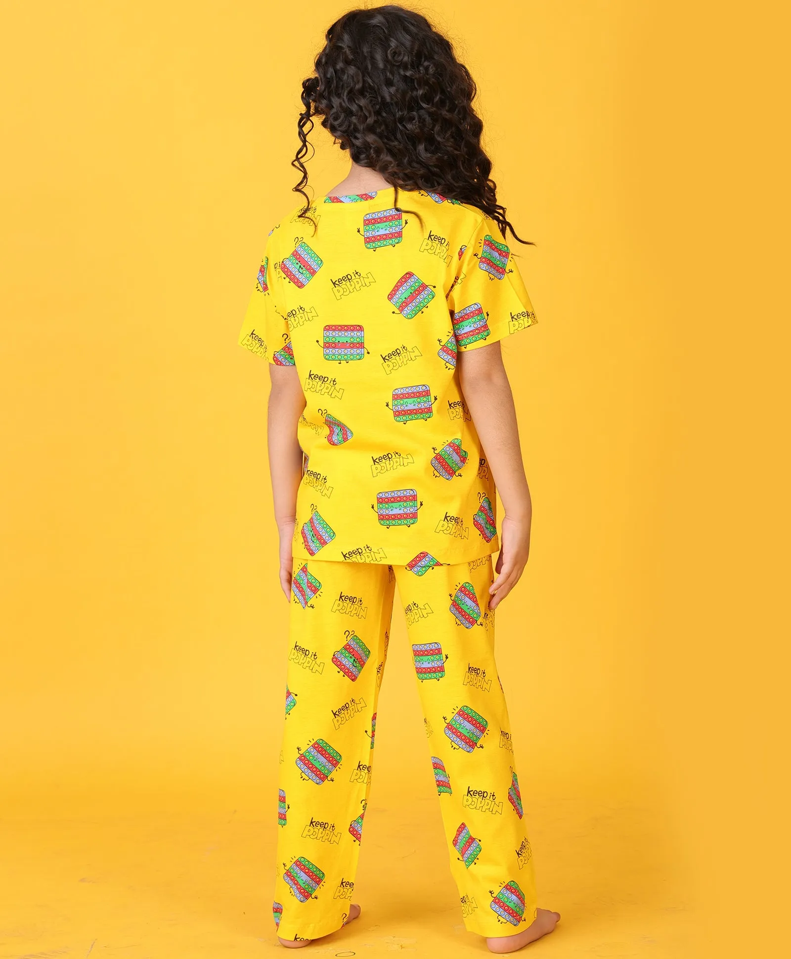 POP IT YELLOW GIRLS SHORT SLEEVE PYJAMA SET - YELLOW