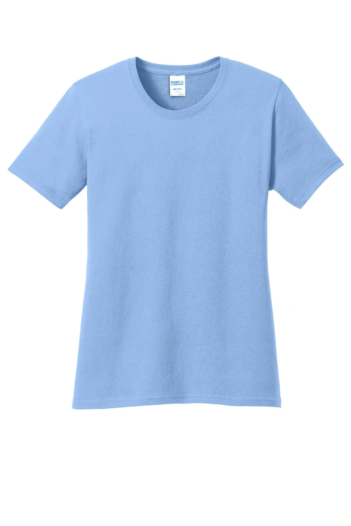 Port & Company Women's Core Cotton Tee. LPC54 Light Blue