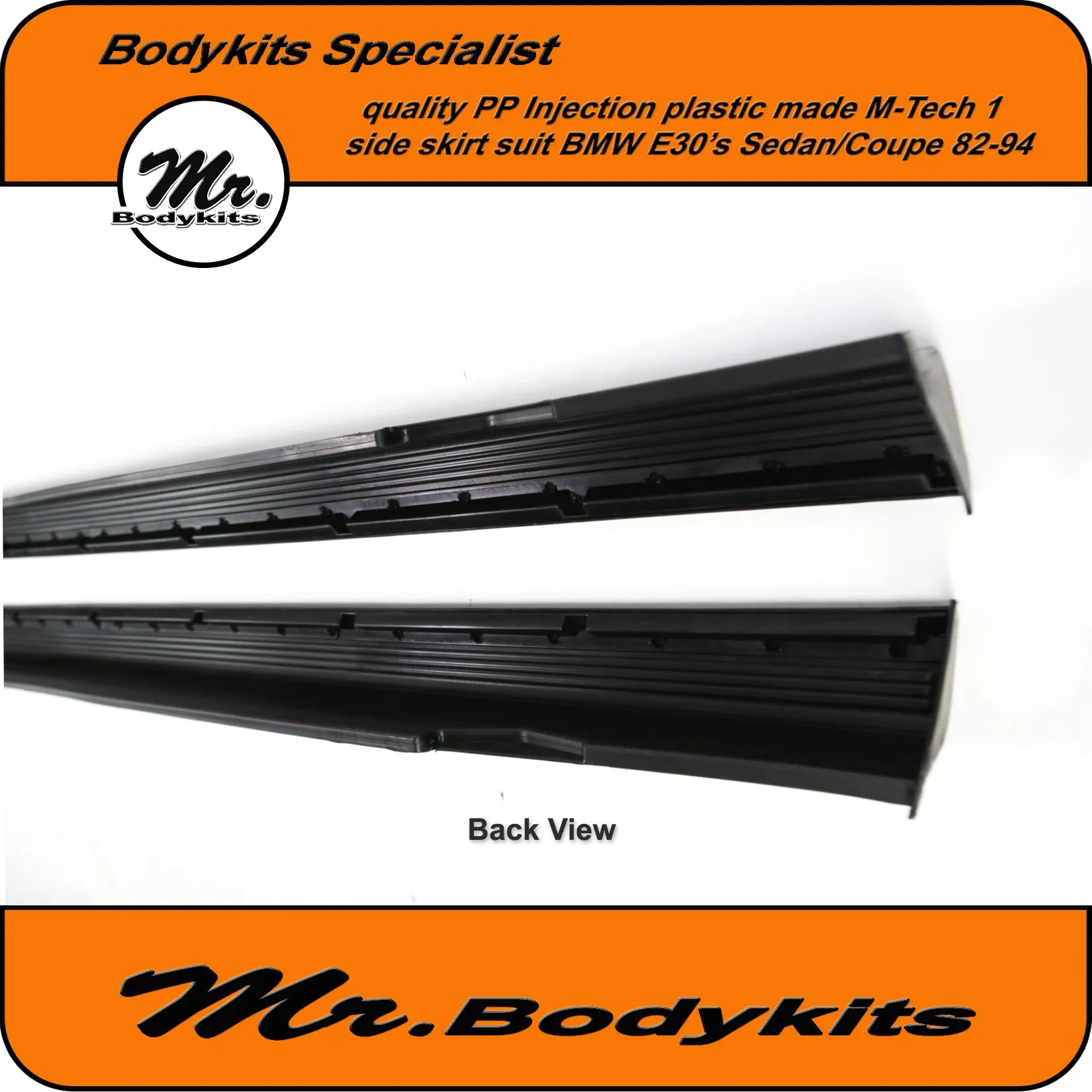 PP Plastic M-Tech 1 Side Skirt Suit BMW E30 1982-1994 Sedan/Coupe, By Mr Bodykits