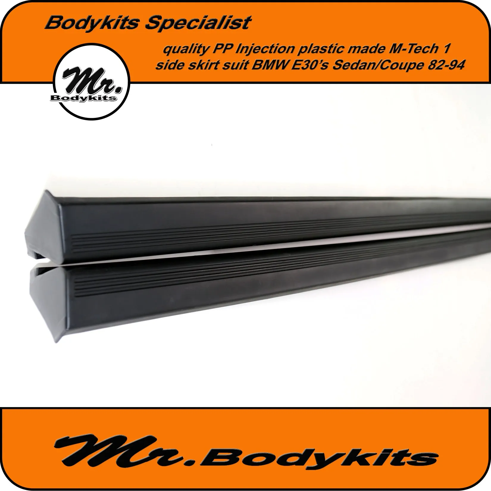 PP Plastic M-Tech 1 Side Skirt Suit BMW E30 1982-1994 Sedan/Coupe, By Mr Bodykits