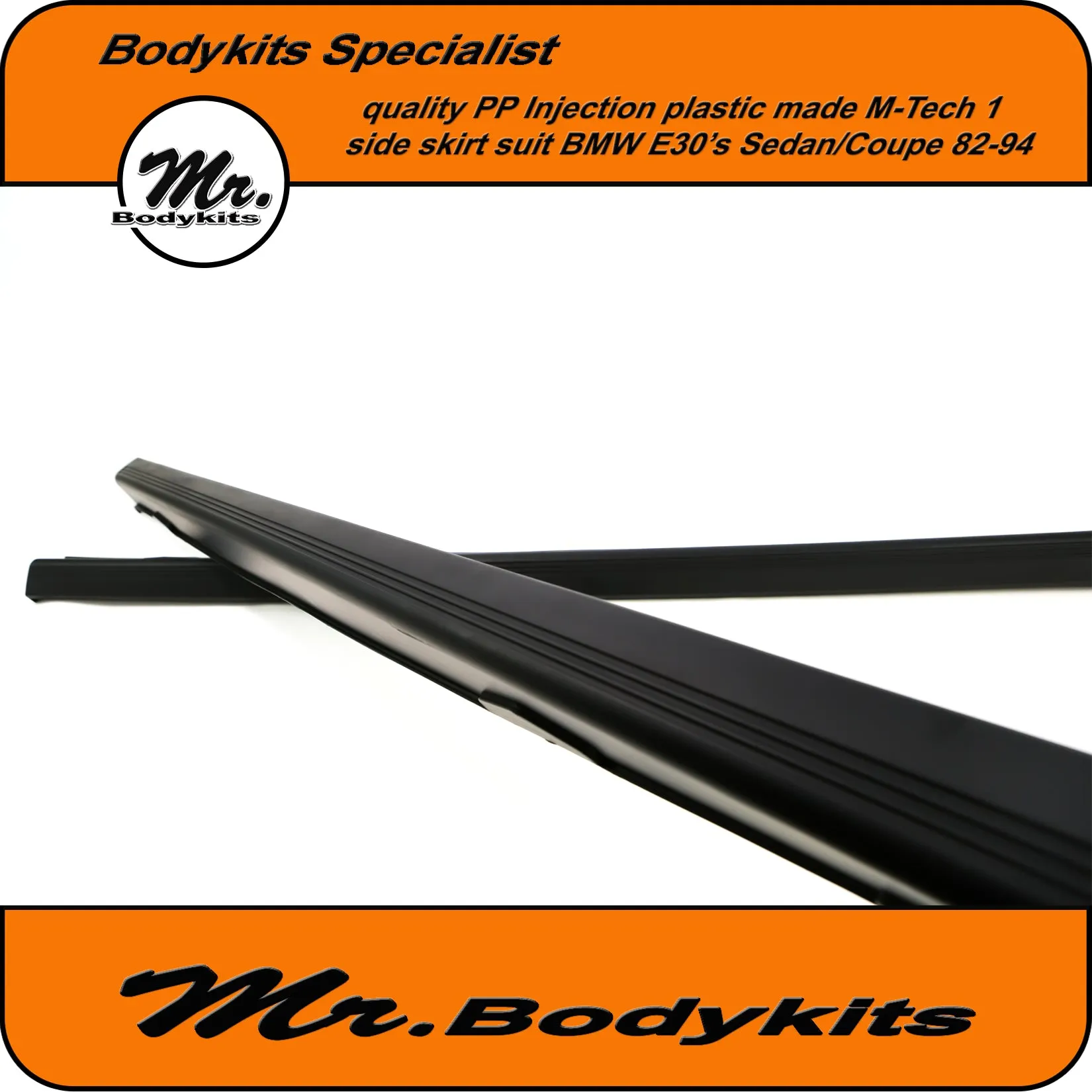 PP Plastic M-Tech 1 Side Skirt Suit BMW E30 1982-1994 Sedan/Coupe, By Mr Bodykits