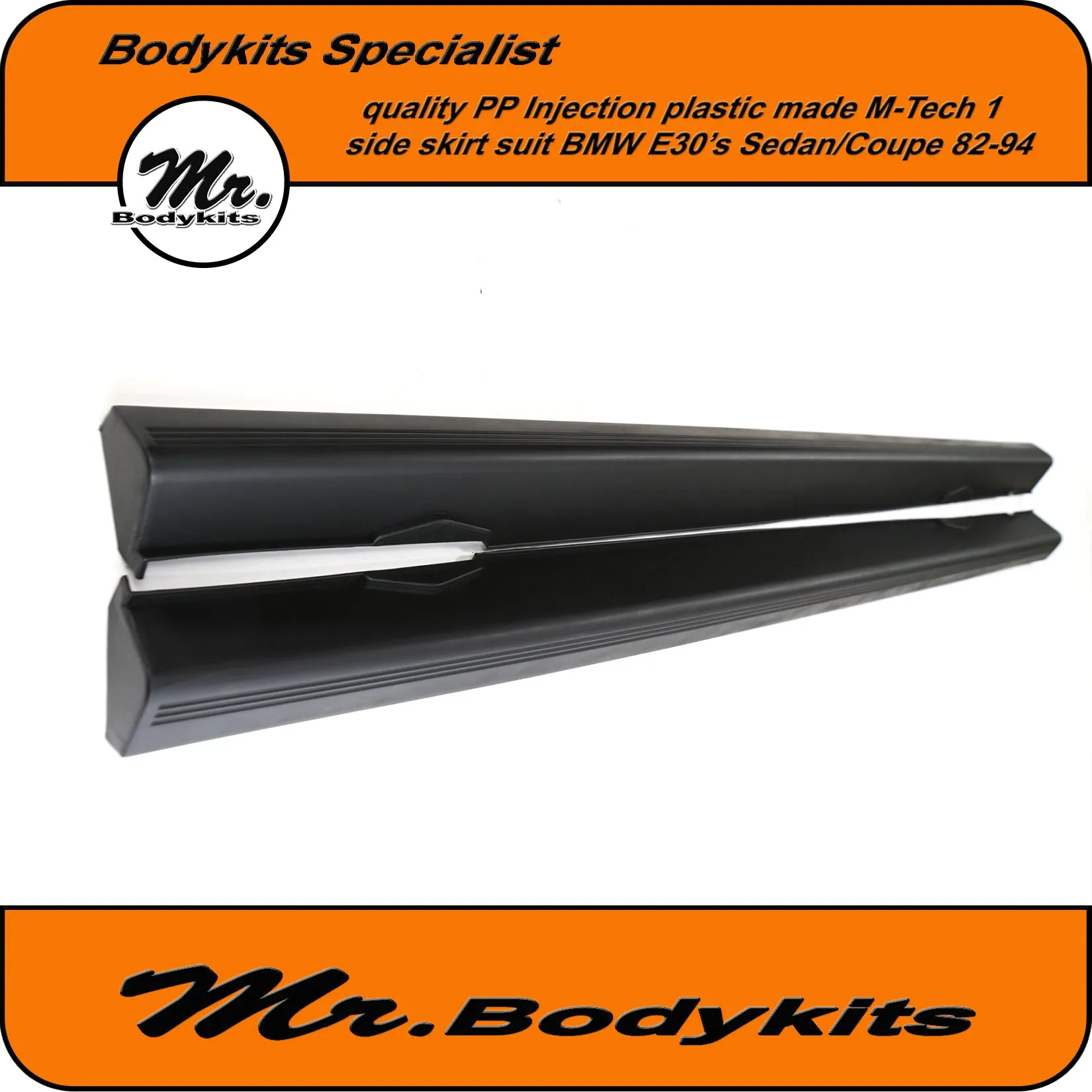 PP Plastic M-Tech 1 Side Skirt Suit BMW E30 1982-1994 Sedan/Coupe, By Mr Bodykits