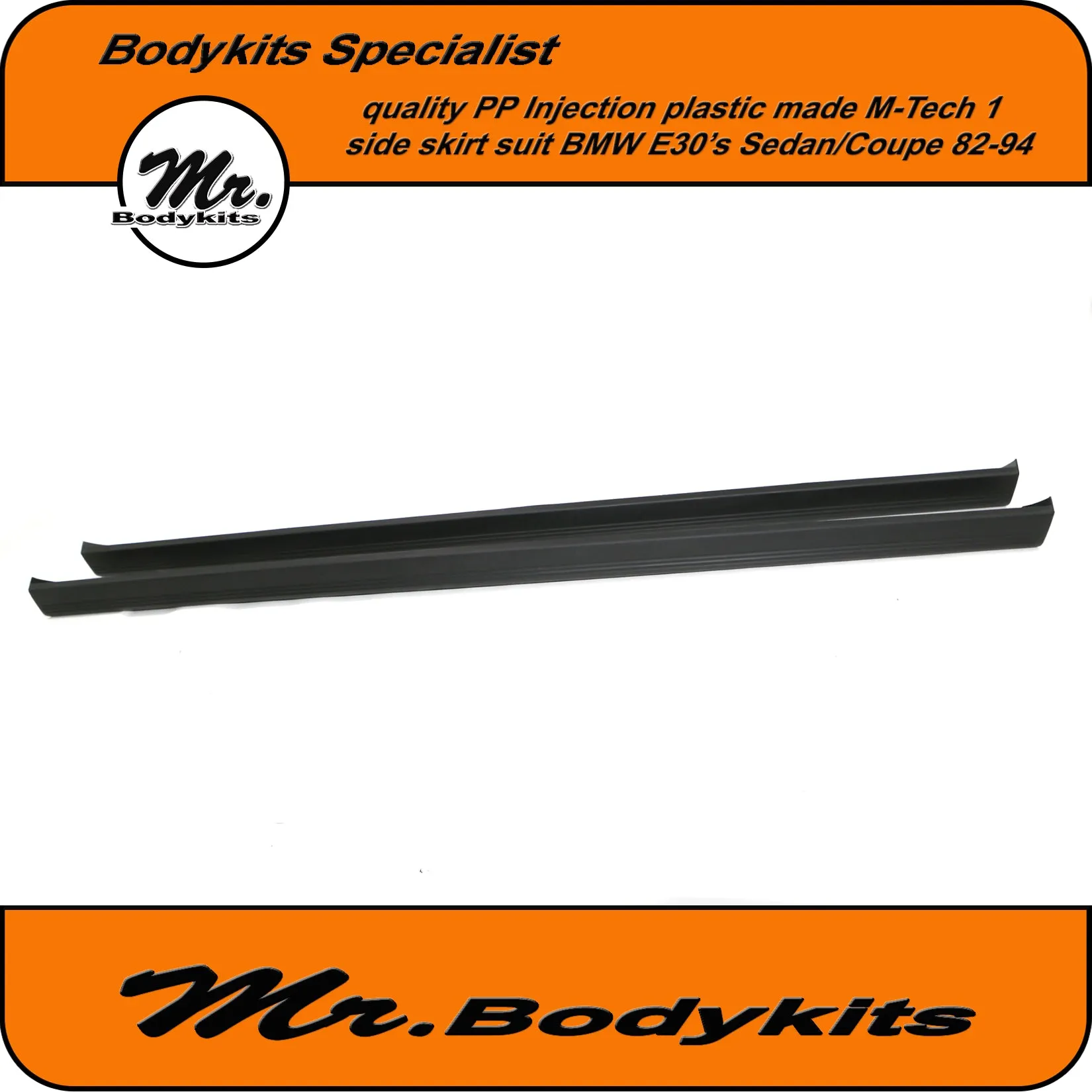 PP Plastic M-Tech 1 Side Skirt Suit BMW E30 1982-1994 Sedan/Coupe, By Mr Bodykits