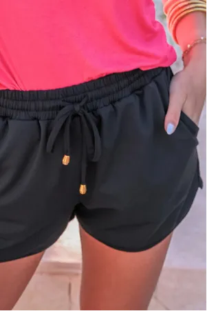 PREORDER-Adult After Dark Black Drawstring Everyday Shorts
