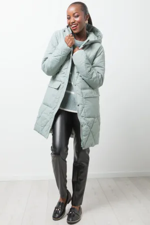 Quilted Long Puffer Jacket Green