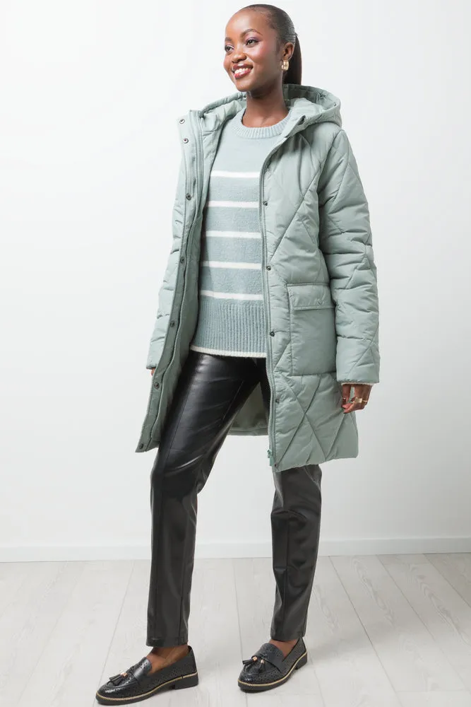 Quilted Long Puffer Jacket Green