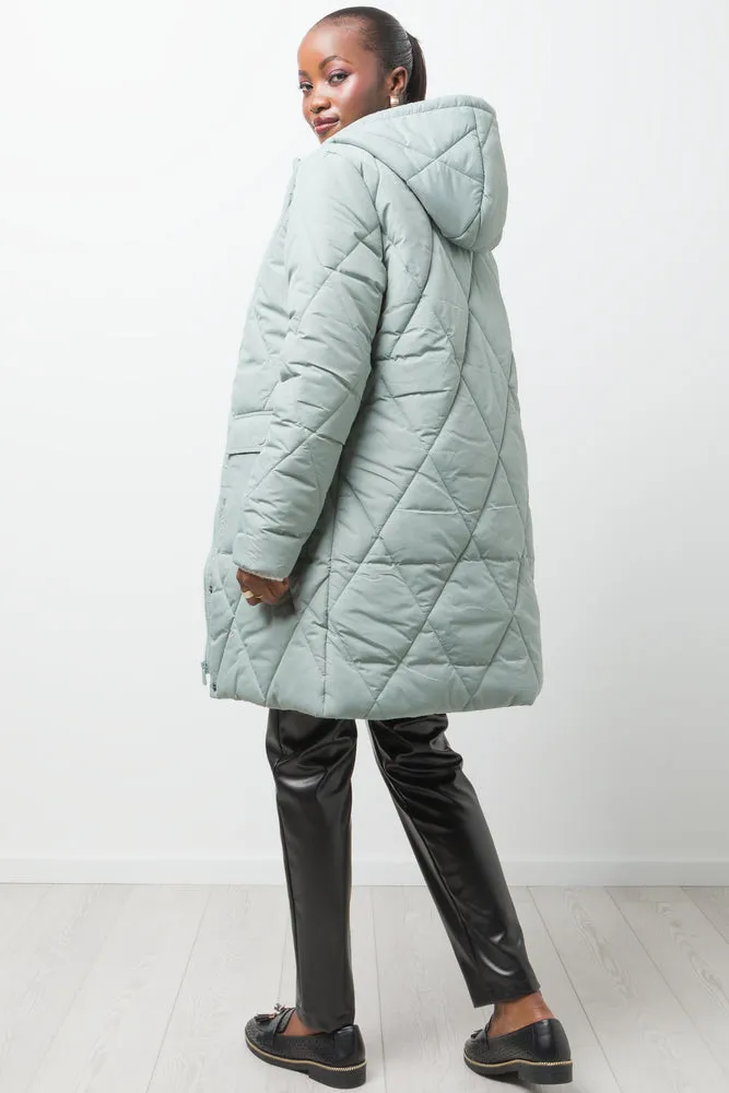 Quilted Long Puffer Jacket Green