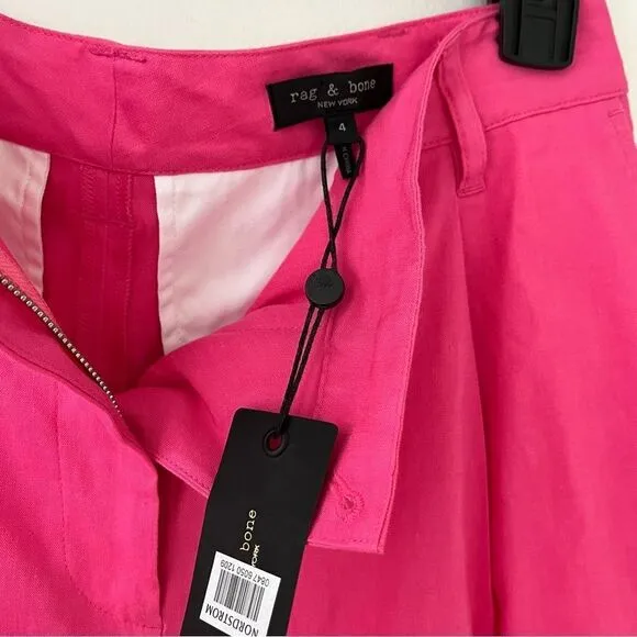 Rag and Bone Linen Ivy Shorts in Pink, Size 4, NWT