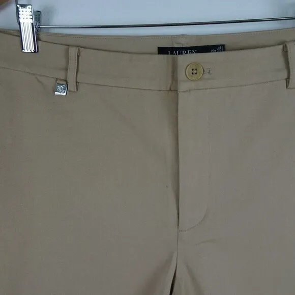 Ralph Lauren Stretch Shorts Women's Plus Size 20W Beige Twill