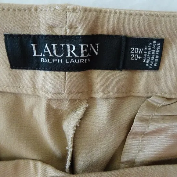 Ralph Lauren Stretch Shorts Women's Plus Size 20W Beige Twill