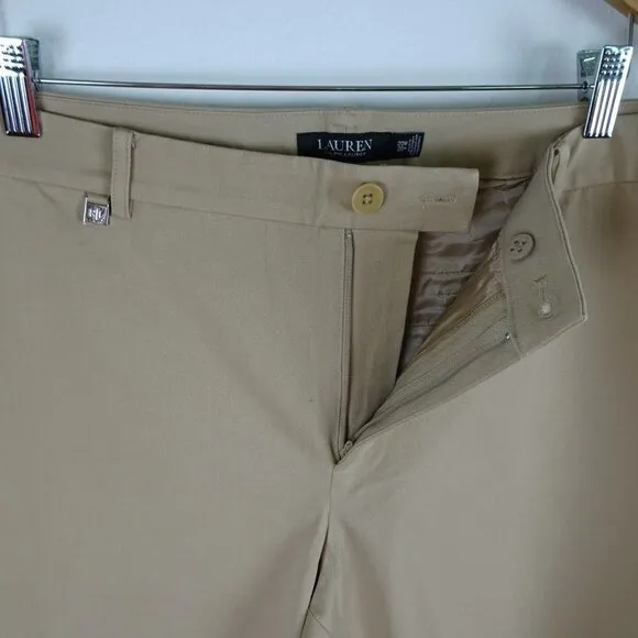 Ralph Lauren Stretch Shorts Women's Plus Size 20W Beige Twill