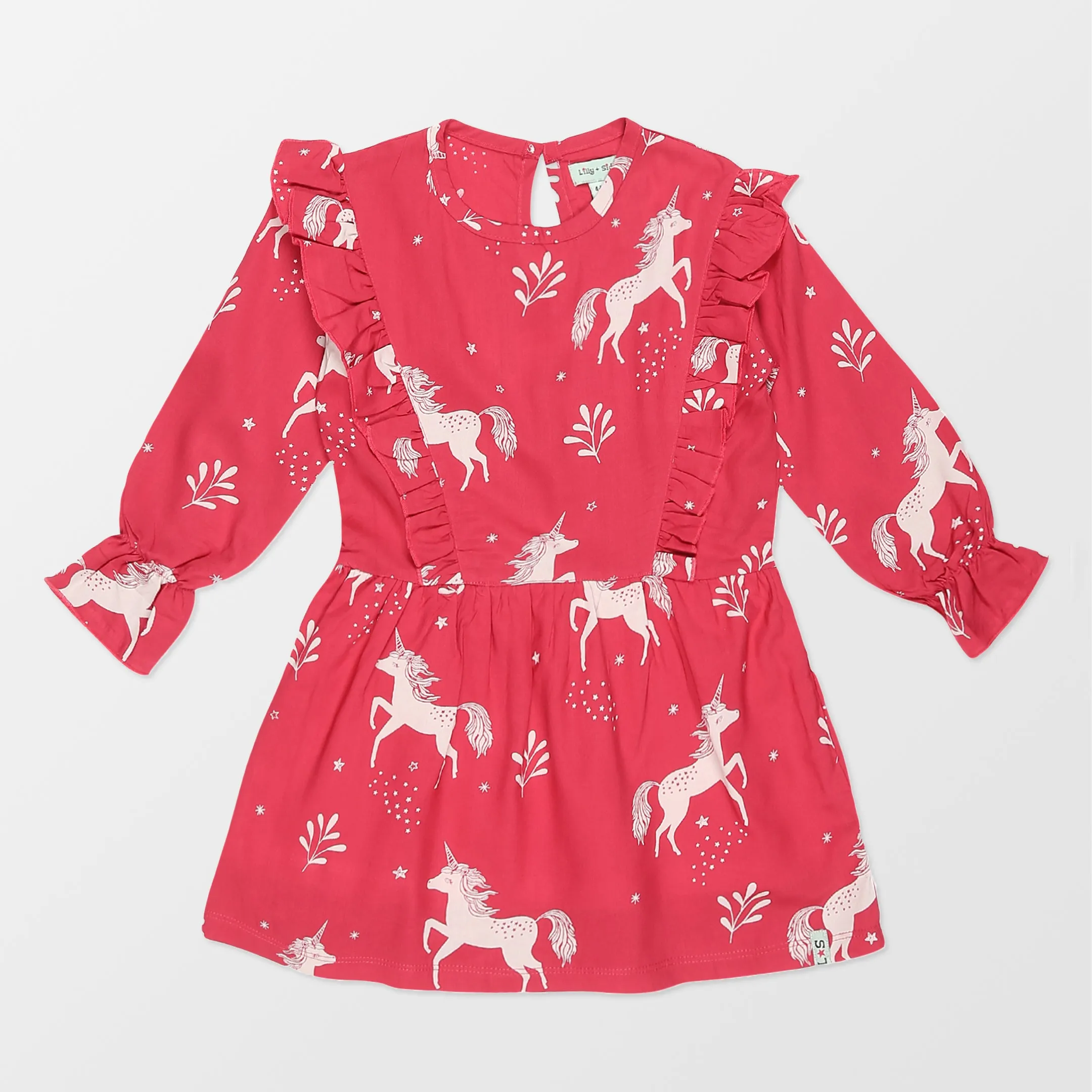 Red Unicorn Print Dress
